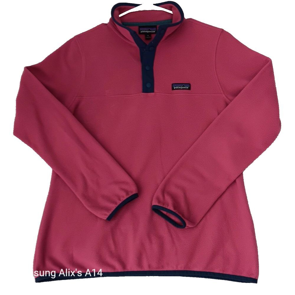 Patagonia Womens Pullover Four Button Front Pink Logo Front Size Small